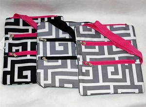 "BOLSO DE VIAJE MENSAJERO DISEÑO LLAVE GRIEGA Unisex Nailon IPAD KINDLE TABLETA 8"" x 10"" - Imagen 1 de 1