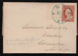 3c 1851 Scott #11A tied by GREEN York PA cds on 1855 FL plate 6? w/plating notes - Picture 1 of 5