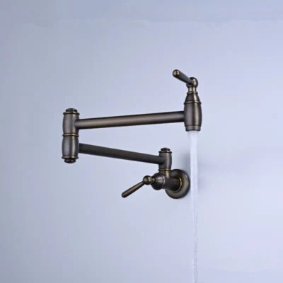 Torneira de cozinha dobrável antiga bronze 2 alças torneira de enchimento giratória fria - Imagem 1 de 4
