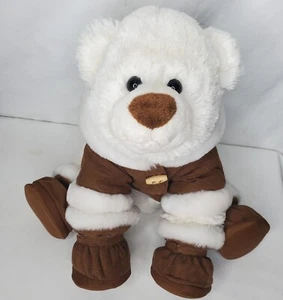 BAB Build A Bear Eisbär Plüsch Kunstfell Mantel mit Stiefeln weiß braun Nase - Bild 1 von 16