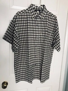 SOLO Semore Men's Larg Shirt Flannel Short Sleeve Button Up Brown/White - Picture 1 of 5