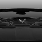 For 2014-2019 Corvette C7 Coupe CLEAR FLAG LOGO ETCHING Wind Deflector Blocker