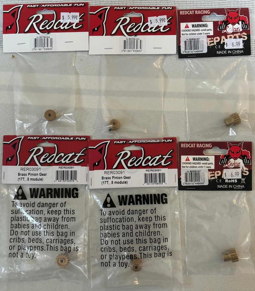 Redcat Pinion Gears (6): 2 Each of #'s RER03091, BS709-034, BS808-007 - Image 1 of 1