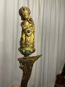 Uralter Keris museale Gottheit Feuervergoldet m.Edelsteinen Sammler Rarität 1830 - Bild 1 von 24