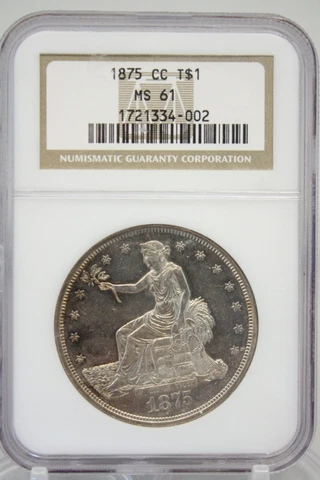 1875-CC $1 Silver Trade Dollar NGC MS 61 #4002 Cover