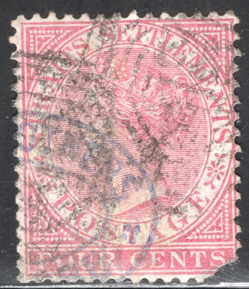 海峡定居邮票斯科特 #11、4c、玫瑰,1867 年,二手,SCV 13.50 美元 — 第 1/1 张图片