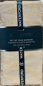 Waterford Shimmering Gold Sprigs Jacquard Cloth Dinner Napkins Set Of 4 - Picture 1 of 1