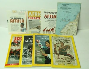 Lot 4 National Geographic Magazines Featuring Africa w/ maps - Picture 1 of 5