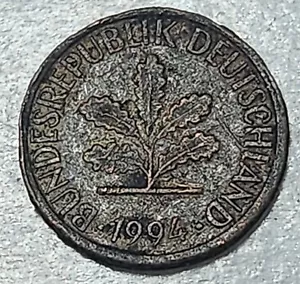 GERMANY 🇩🇪 ONE (1) PFENNIG COIN 1994 F (MINTED IN STUTTGART) - Picture 1 of 2