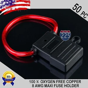 50 Pack 8 Gauge APX MAXI Inline Blade Fuse Holder 100% OFC Copper Wire 32V DC - Picture 1 of 7