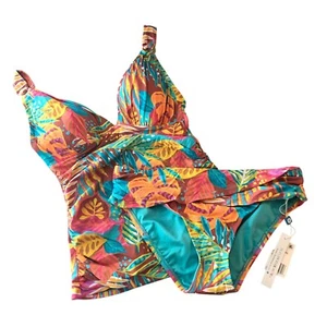 Bleu Rod Beattie Tankini Set The Heat Is On Tropical Colorful Print Red Orange 4 - Picture 1 of 11