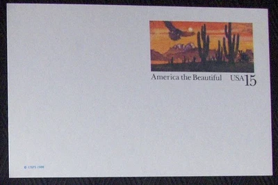 USA  15¢ FDC & printed postcard AMERICA the BEATIFUL 1988 & 1989 Tucson Arizona. - Image 1 of 2