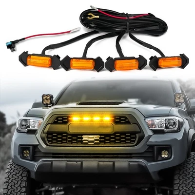 OPT7 Amber LED Grille Light Kit 4PC for Toyota Tacoma TRD Pro 2016-2023 - Image 1 of 4