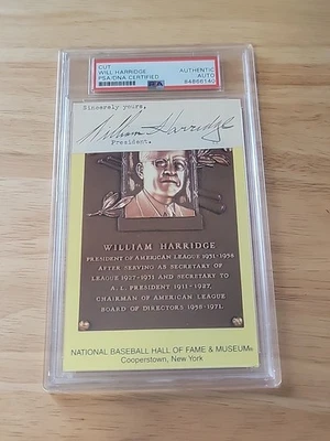 William Harridge PSA/DNA Signed HOF Plaque Cut Postcard Autograph - Image 1 of 2
