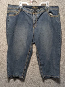 VTG Jeans Womens 24W Carpi Cropped Medium Wash Straight Ladies Embroidered - Picture 1 of 6