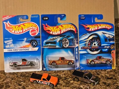 Hot Wheels Lote de 5 Chevy 1500 '07 1996 Track Stars Ases Cromo Naranja Foto 1 de 3