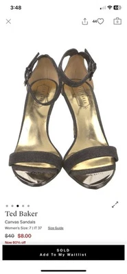 Ted Baker London 女式灰色金属高跟鞋 US 7 IT 37 码 — 第 1/4 张图片