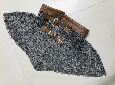 Medieval Chainmail Collar 9mm Flat Ring Riveted Chainmail Neck Protection Gorget - Image 1 of 4