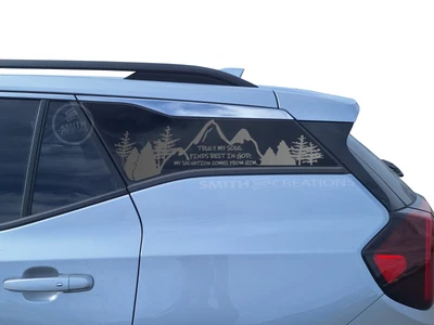 Fits 2018-2025 GMC Terrain Rear Side Window Psalm 62: 1 Mountain Scene Decal Foto 1 de 4