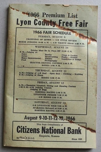 1966 Lyon County Kansas kostenlose Messe Premium-Liste Veranstaltungsbuch lokale Geschäftsanzeigen - Bild 1 von 14