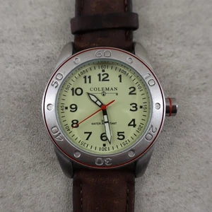 Reloj Coleman 40516 Bisel Fijo Manecillas Luminosas Correa Cuero 30M Batería Nueva - Imagen 1 de 10