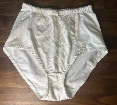 Delta Burke Bragas Modelador L Talla 7 Blanco Líquido Satinado Encaje Pierna Alta Cintura Brillo Foto 1 de 4