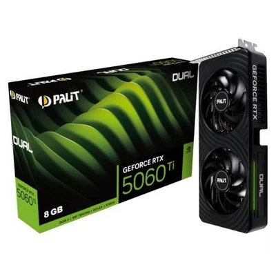 Palit RTX5060 Ti DUAL, PCIe5, 8GB DDR7, HDMI, 3 DP, 2572MHz Clock, RGB Lighting - Image 1 of 4