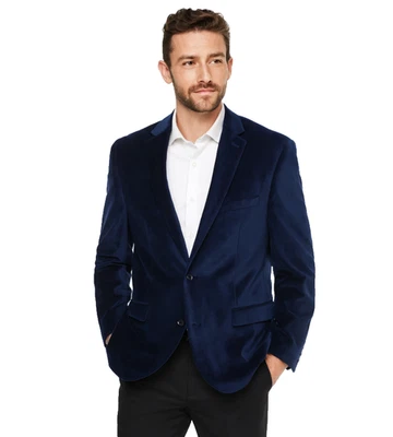 Blazer Bar III Azul Terciopelo Calce Ajustado Abrigo Deportivo Doble Ventilación Formal Para Hombre Talla 40 R Foto 1 de 4