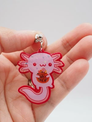 Brincos feitos à mão de Halloween Axolotl plástico psiquiatra resina UV, sem níquel - Imagem 1 de 3