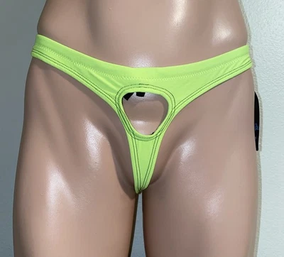 Modified Speedo Men’s  Safety Yellow C-ring Thong Bikini Size Small - Image 1 of 4