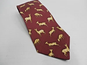 George Bass 100% Silk Tie Deer Maroon 60" x 3.75" - Picture 1 of 7