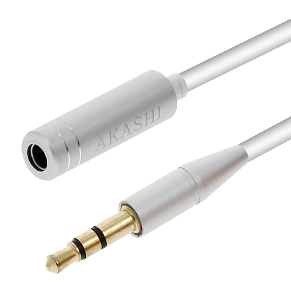 Cable de Audio Jack de 3,5 mm Macho-Hembra Auxiliar Universal 1m Akashi Blanco - Imagen 1 de 4