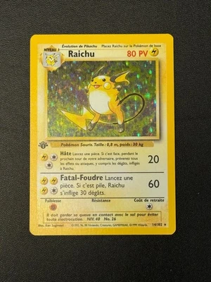1999 Pokemon FRENCH 1st Edition Base Set Raichu Holo 14/102 - Image 1 of 4