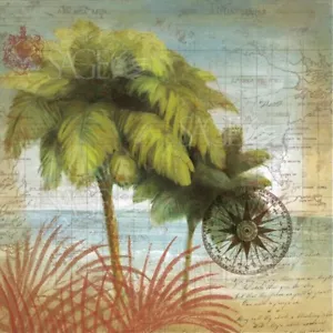 Impresión artística de flautista Paradise Palms II 12x12 - Imagen 1 de 1