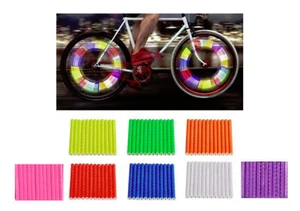 12 Pcs Cycling Spoke Wheel Reflector Reflective Tubes Bike Bicycle Clipon - Picture 1 of 14