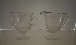 Clear Glass Sugar and Creamer Fluted with Handles - Picture 1 of 1