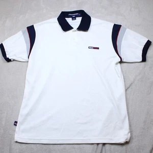 Vintage Polo Sport Ralph Lauren Polo Shirt USA White Blue Red Large Made in USA - Picture 1 of 11