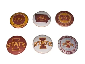 1" SET OF 6 IOWA STATE CYCLONES LAPEL BADGE PINBACK BUTTONS [P116] - Picture 1 of 2
