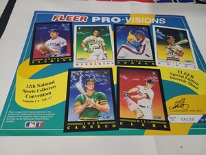 1991 FLEER PRO-VISIONS Baseball - special edition souvenir sheet 1 of 40000 sign