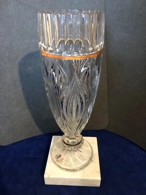 Kristall Pokal Goldauflage mit Marmorsockel, original Joska Bodenmais, selten, - Bild 1 von 4