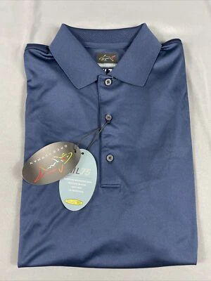 Camisa polo de golf Greg Norman manga ML75 LOGO mediana azul marino nueva con etiquetas precio de venta sugerido por el fabricante 59 USD Foto 1 de 4