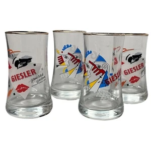 Juego de vasos de cerveza alemanes Giesler vintage colorido abstracto años 80 '90 diseño conjunto 4 - Imagen 1 de 10