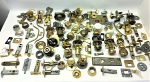 Mixed Vintage Lot Used Brass Metal Ceramic Doorknobs Handles Locks Latches Parts - Picture 1 of 12