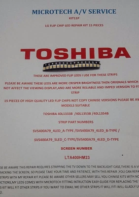 TOSHIBA  40L1333B  40L1353B  40L1354B  25 PIECES LED REPAIR KIT  SEE ADVERT - Image 1 of 4