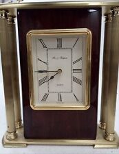 Vintage Fox and Simpson Wood and Brass Quartz Mantle Clock 7 x 7" In Used Cond