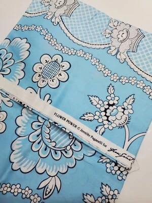 Jennifer Paganelli Fabric Flower Power Blue White Sis Boom Floral FAT QUARTER  - Image 1 of 2