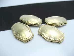 Antique Art Deco era 14K Gold Guilloche Engrave Pierced Cut Cufflinks Buttons - Picture 1 of 10