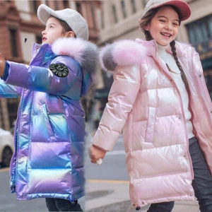 Winter Girls Kids Warm Coat Hooded Faux Fur Parka Travel School Jackets Outwear - Picture 1 of 19