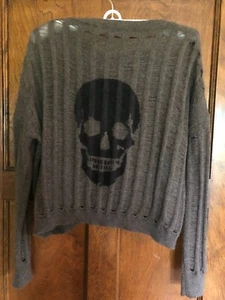 Maglione Skull Cashmere XS Donna Marrone Girocollo Cashmere Cropped Oversize - Foto 1 di 12