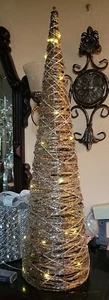 Beautiful Cone Christmas Tree with white lights With Timer 31 1/2” Tall - Picture 1 of 3
